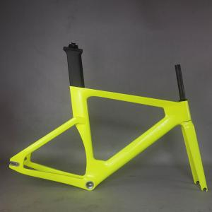 2021 Fluorescen yellow carbon track frame road frames fixed gear bike frameset seat post  carbon bicycle frame